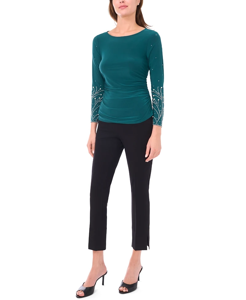 Msk Women's Side Cinched Boat Neck Top