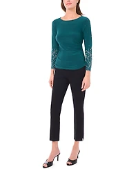 Msk Women's Side Cinched Boat Neck Top