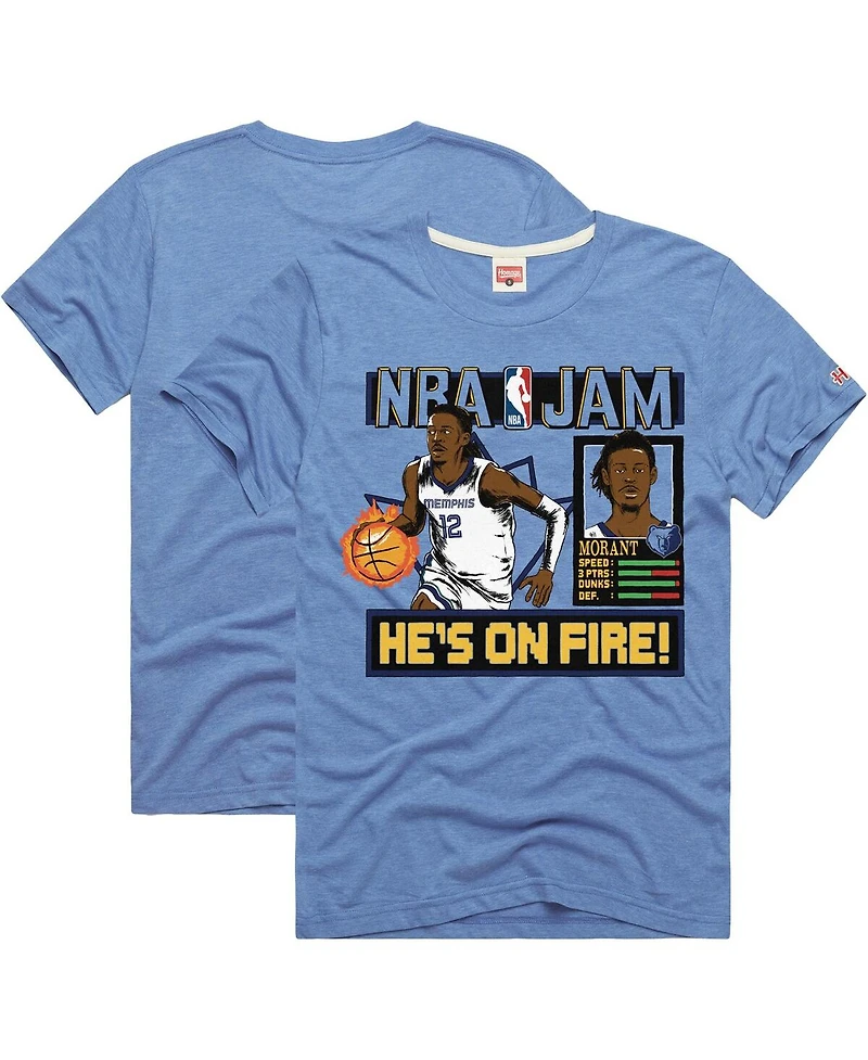 Homage Men's and Women's Ja Morant Light Blue Memphis Grizzlies Nba Jam Tri-Blend T-Shirt