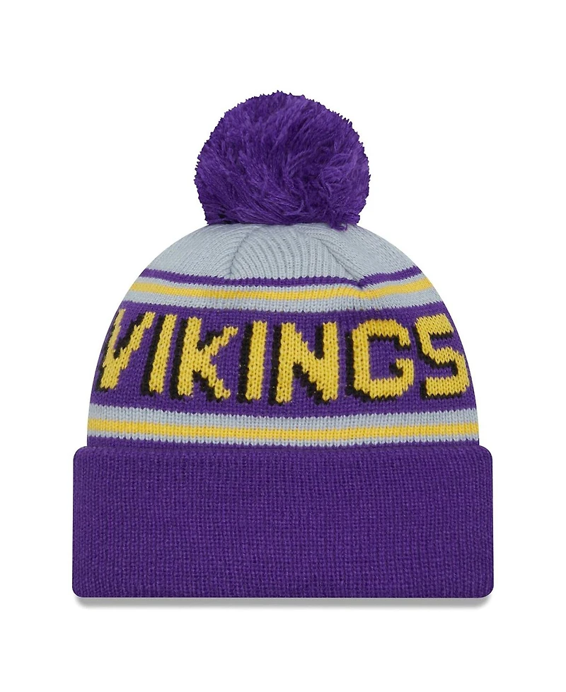New Era Men's Purple Minnesota Vikings Main Cuffed Knit with Pom Hat