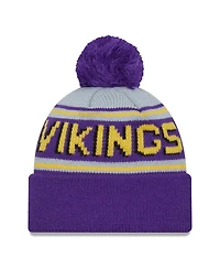 New Era Men's Purple Minnesota Vikings Main Cuffed Knit with Pom Hat