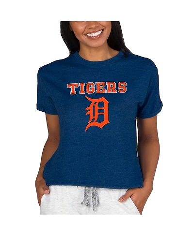 Concepts Sport Women's Navy Detroit Tigers Tri-Blend Mainstream Terry Short Sleeve Sweatshirt Top