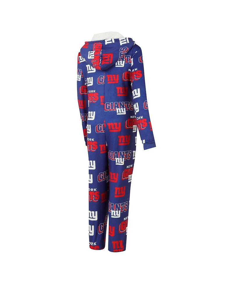 Concepts Sport Women's Royal New York Giants Roadway Allover Print Microfleece Full-Zip Union Suit