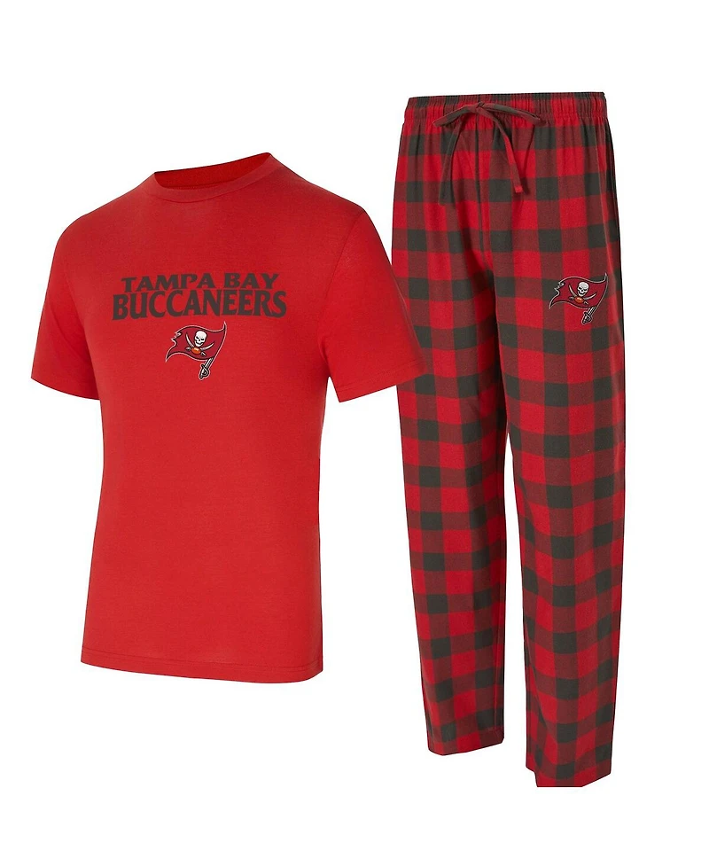 Concepts Sport Men's 2-Piece Red/Pewter Tampa Bay Buccaneers Avondale T-Shirt and Flannel Pants Set