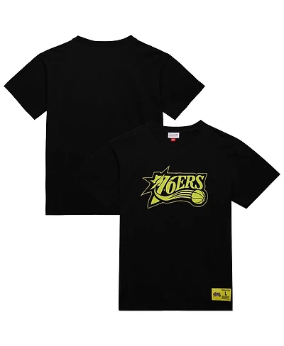 Mitchell & Ness Men's Black Philadelphia 76ers Hardwood Classics Neon Nights Premium T-Shirt