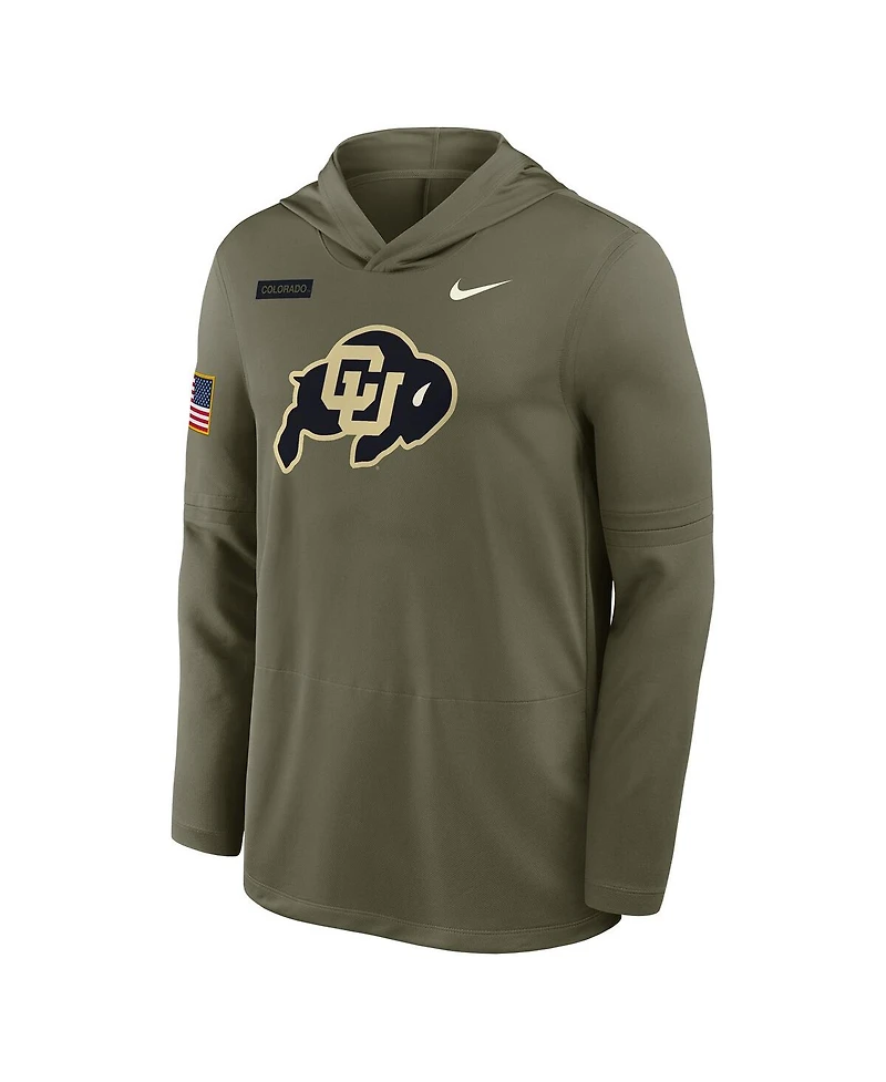 Nike Men's Olive Colorado Buffaloes 2025 Military Appreciation Dri-fit Long Sleeve Hoodie T-Shirt