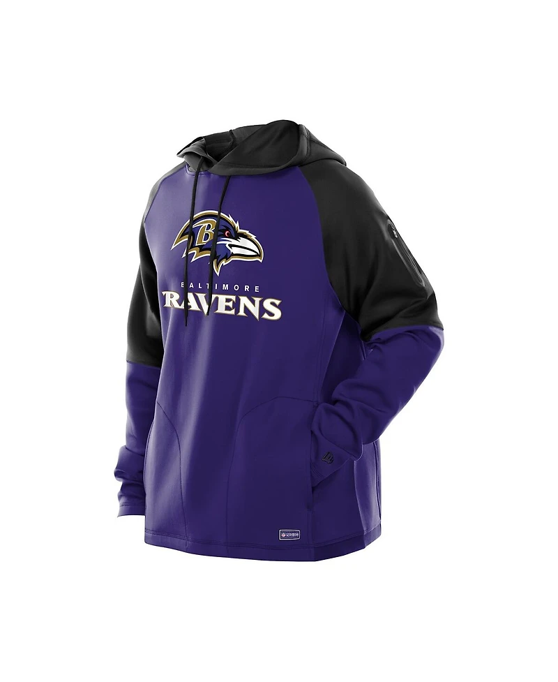 New Era Men's Purple Baltimore Ravens Combine Authentic Color Block Raglan Pullover Hoodie