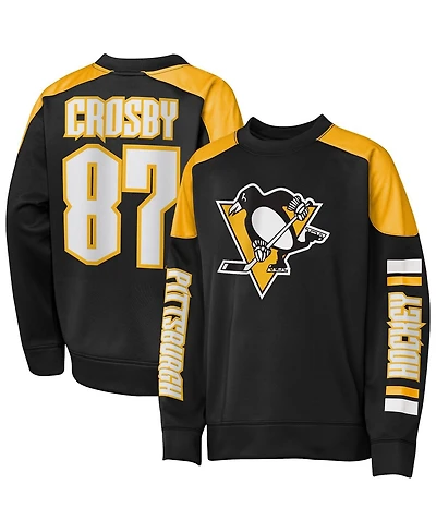 Outerstuff Big Boys and Girls Sidney Crosby Black Pittsburgh Penguins Best Defense Name Number Crewneck Sweatshirt