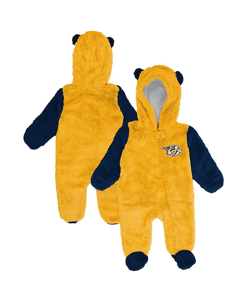 Outerstuff Newborn Gold Nashville Predators Stay Napping Fleece Bunting Full-Zip Hooded Sleeper