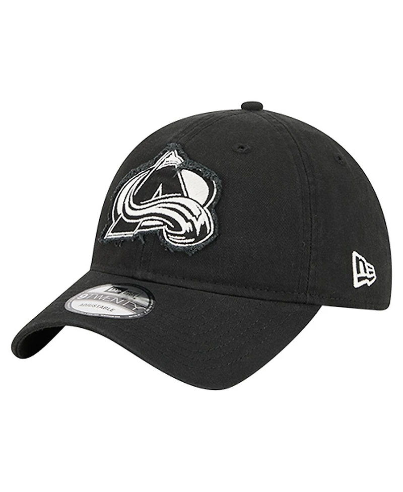 New Era Men's Black Colorado Avalanche Stamp Fabric Applique 9TWENTY Adjustable Hat