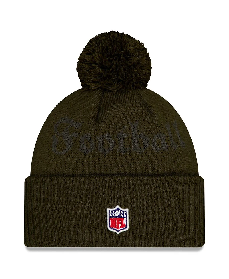 New Era Men's Gotham Green New York Jets 2025 Rivalries Collection Sideline Cuffed Knit with Pom Hat
