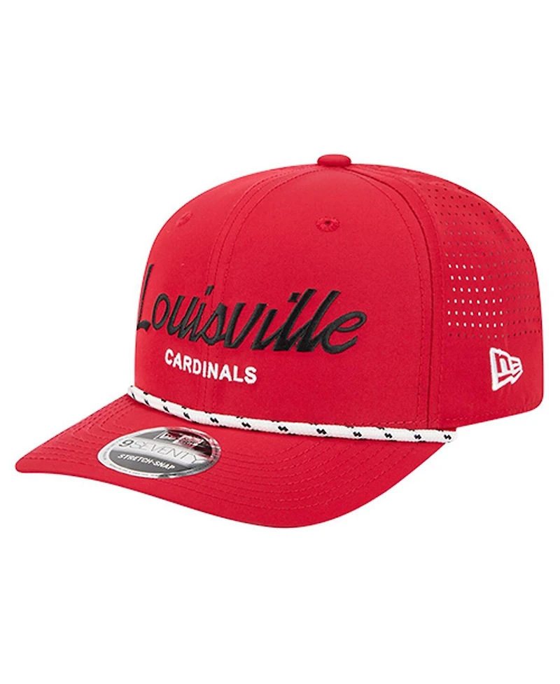 New Era Men's Red Louisville Cardinals Script Performance Rope 9SEVENTY Adjustable Hat