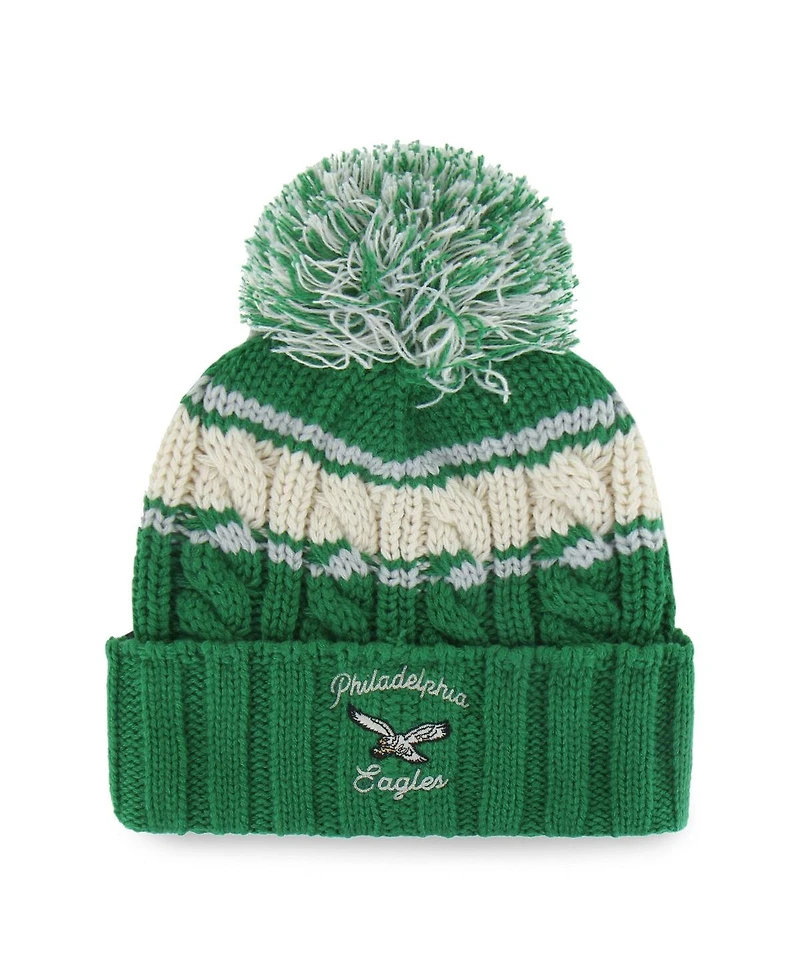 '47 Brand Women's Kelly Green Philadelphia Eagles Emma Cuffed Knit with Pom Hat