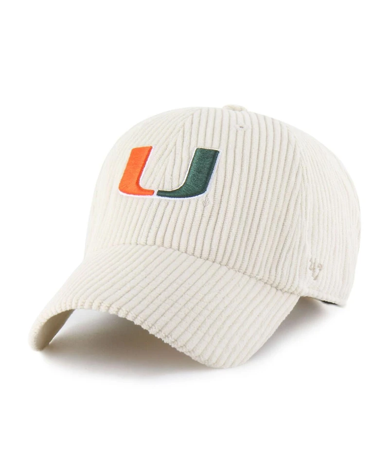 '47 Brand Men's and Women's Cream Miami Hurricanes Luminance Mellow Clean Up Adjustable Hat