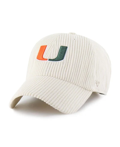 '47 Brand Men's and Women's Cream Miami Hurricanes Luminance Mellow Clean Up Adjustable Hat