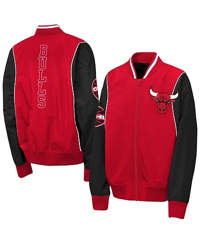 Outerstuff Big Boys and Girls Red/Black Chicago Bulls Two-Pointer Full-Zip Windbreaker