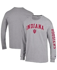 Champion Men's Heather Gray Indiana Hoosiers Arch Over Logo 2-Hit Long Sleeve T-Shirt