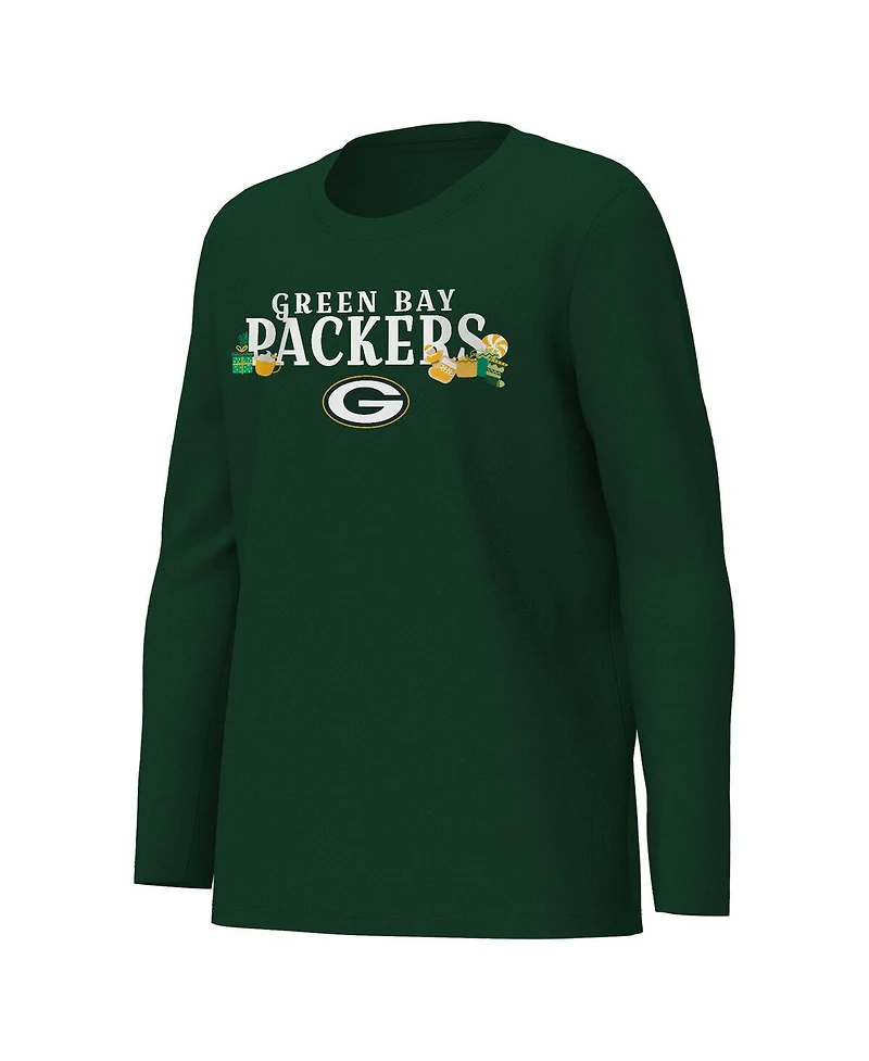 Outerstuff Big Boys and Girls Green Bay Packers Chestnut Holiday Sleep Set