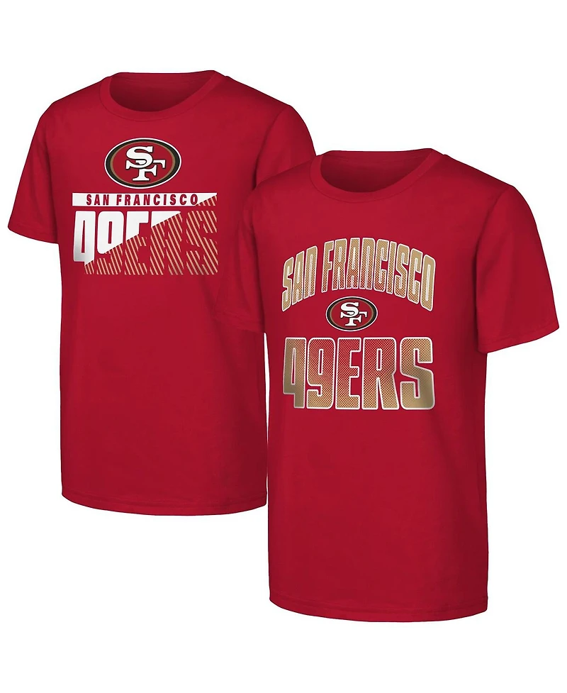 Outerstuff Big Boys and Girls Scarlet San Francisco 49ers Never Quit 2-Pack T-Shirt Set