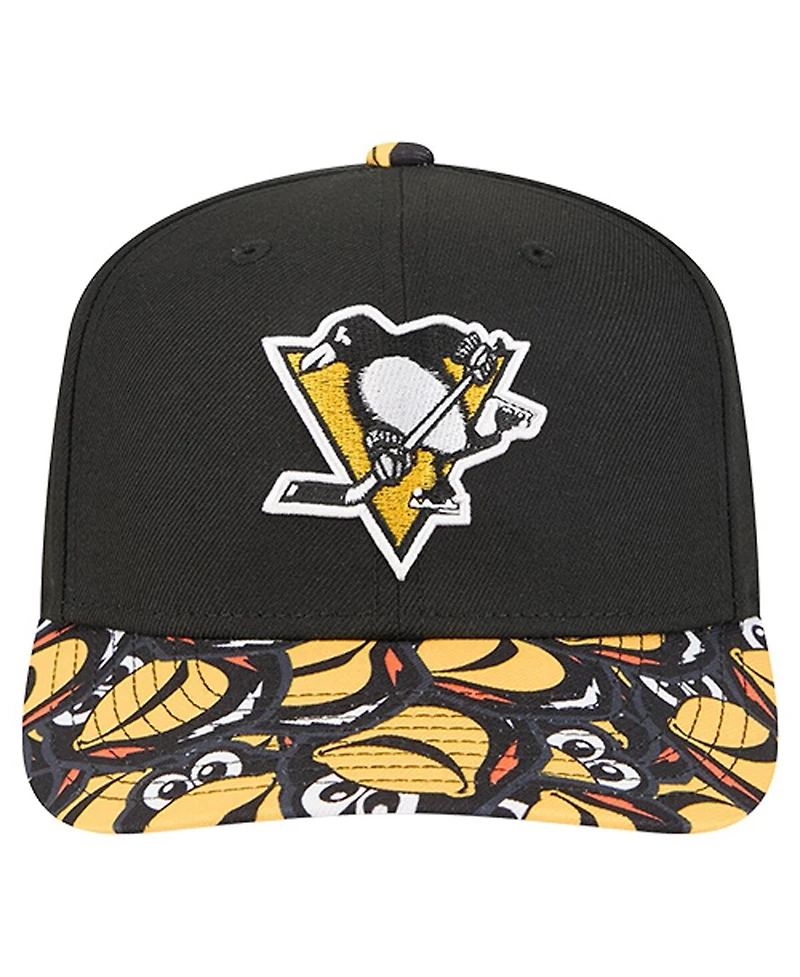 New Era Men's Black Pittsburgh Penguins Mascot Visor 9SEVENTY Adjustable Hat