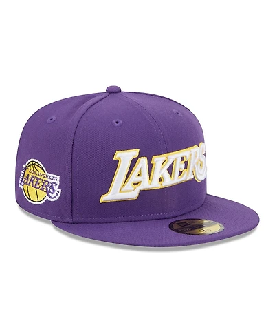 New Era Men's Purple Los Angeles Lakers Jersey Hook Statement Edition 59FIFTY Fitted Hat
