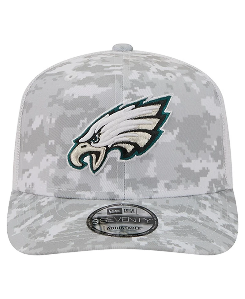 New Era Men's Gray Philadelphia Eagles Salute to Service Fan Pack 9SEVENTY Trucker Adjustable Hat