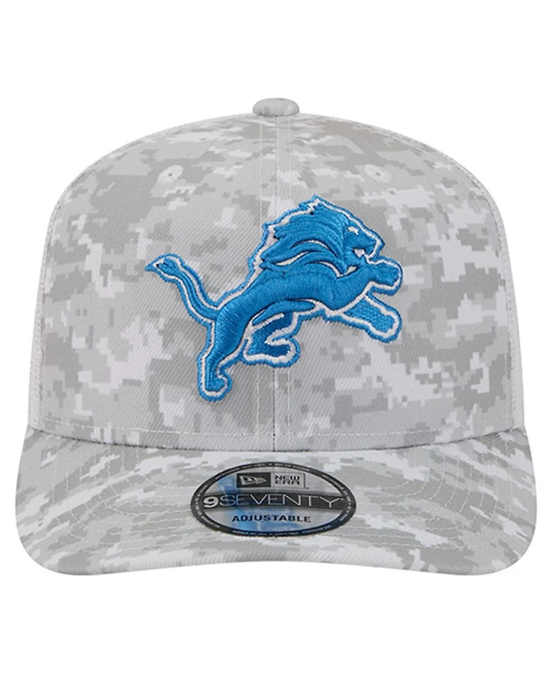 New Era Men's Gray Detroit Lions Salute to Service Fan Pack 9SEVENTY Trucker Adjustable Hat