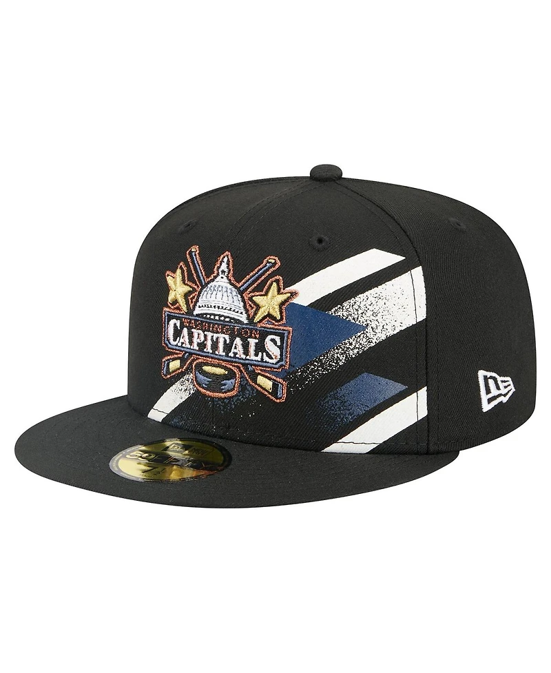 New Era Men's Black Washington Capitals Faded Lines 59FIFTY Fitted Hat