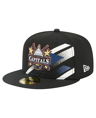 New Era Men's Black Washington Capitals Faded Lines 59FIFTY Fitted Hat
