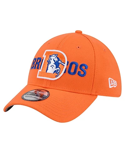New Era Men's Orange Denver Broncos Overlap Logo 39THIRTY Stretch Fit Hat