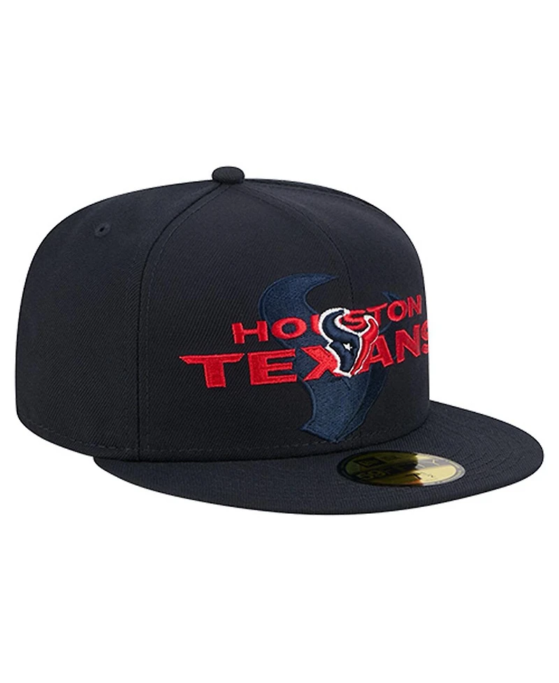 New Era Men's Navy Houston Texans Overlap Wordmark 59FIFTY Fitted Hat
