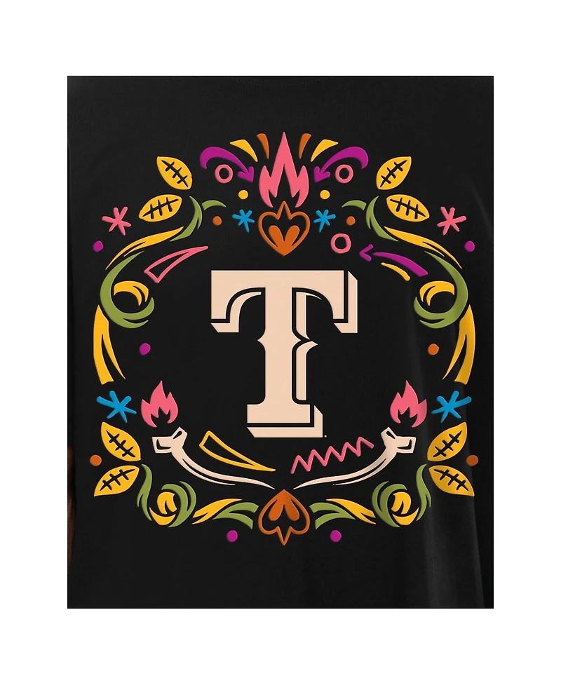 New Era Men's Black Texas Rangers Dia De Los Muertos T-Shirt