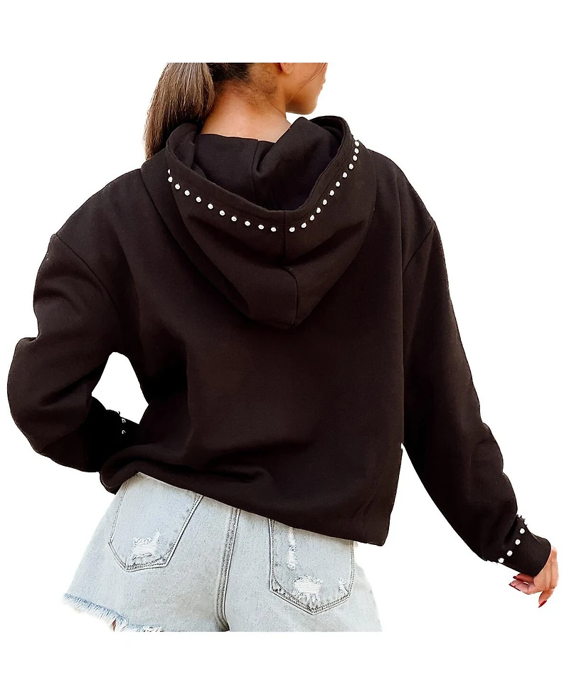 Gameday Couture Women's Black Pitt Panthers Studded Pullover Hoodie