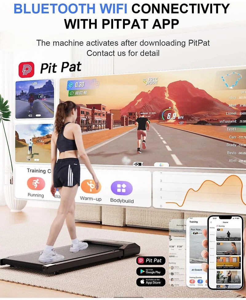 DeerRun Walking Pad Mini 80cm belt Under Desk Treadmill ,2 in 1 Portable Treadmill for Home/Office/Exercise