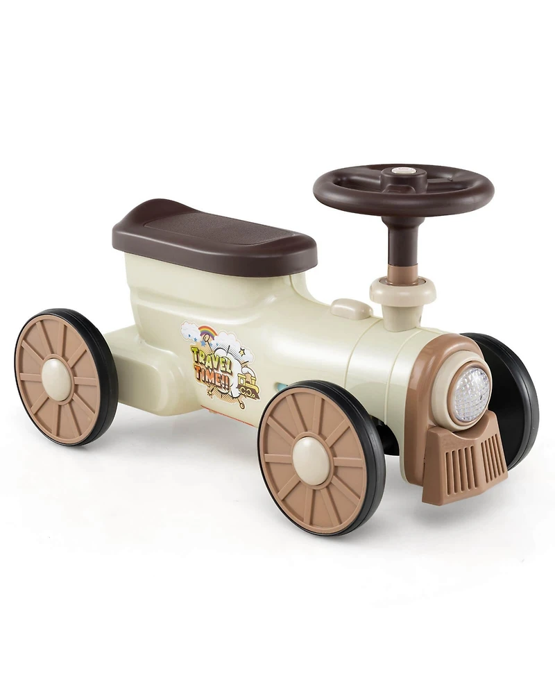 Costway Ride on Push Car with Storage Compartment & Train Whistle Sound Button