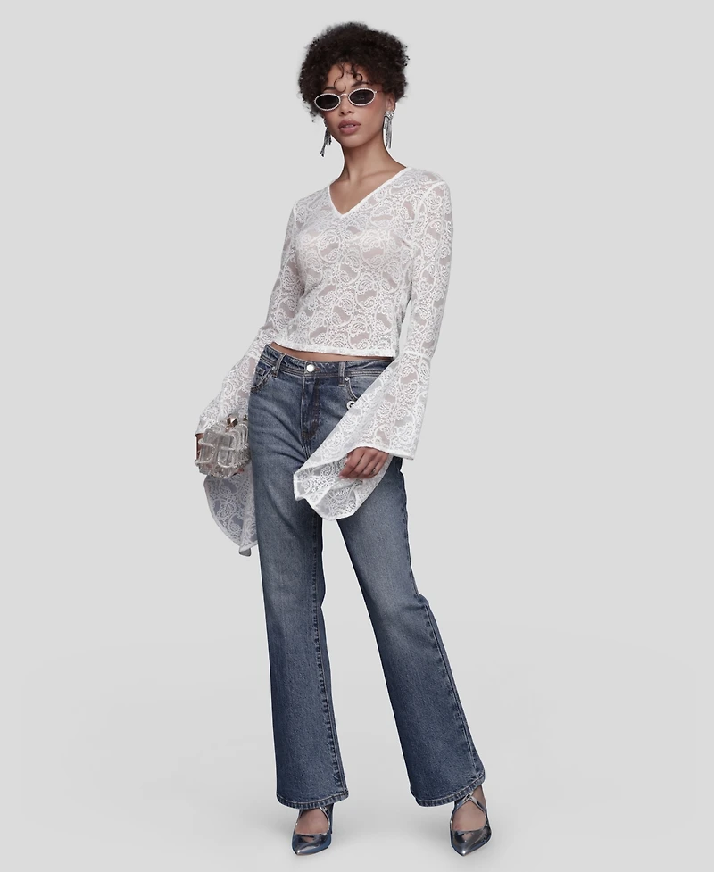 Avec Les Filles Women's V-Neck Long Sleeve Top