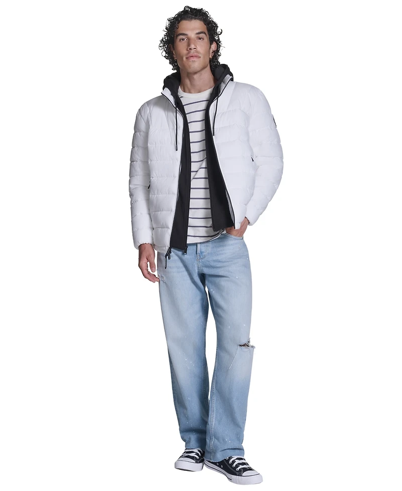 Converse Men's Lightweight Hooded Bib Puffer Jacket