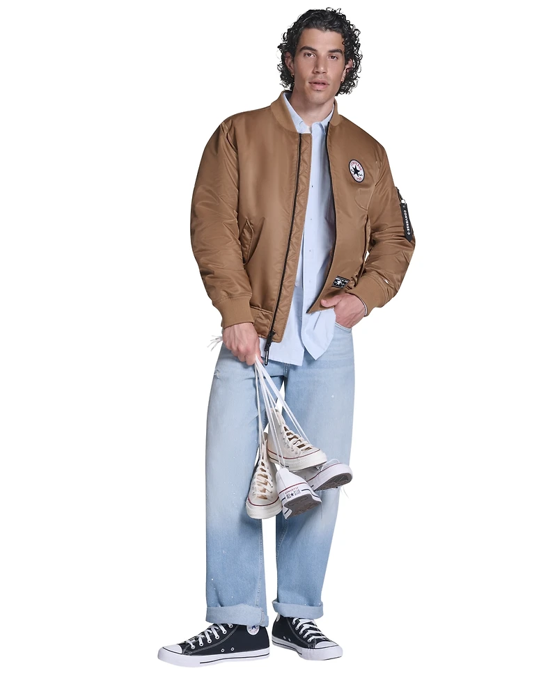 Converse Men's Hooded Bib Varsity Bomber Jacket