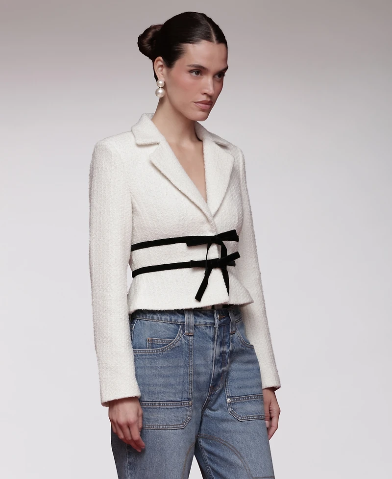 Avec Les Filles Women's Bow Detail Long-Sleeve Lady Jacket