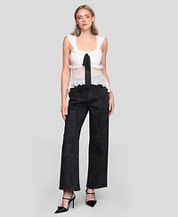 Avec Les Filles Women's Bow Detail Ruffle Top