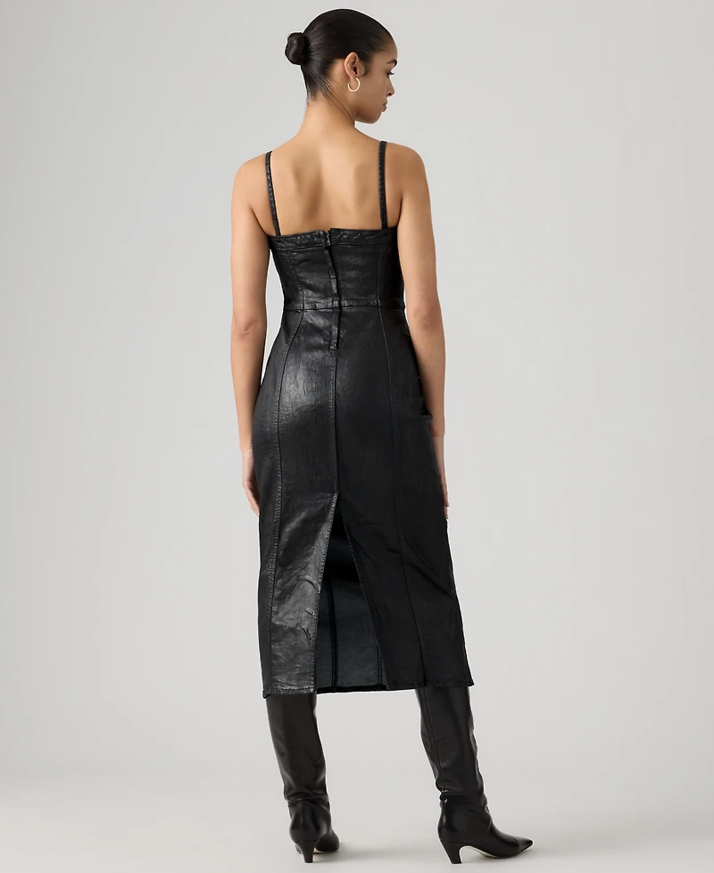 Levi's Premium Women's Coated Seamed Bustier Denim Midi Dress
