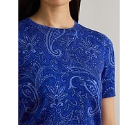 Lauren Ralph Petite Paisley Short-Sleeve Sweater