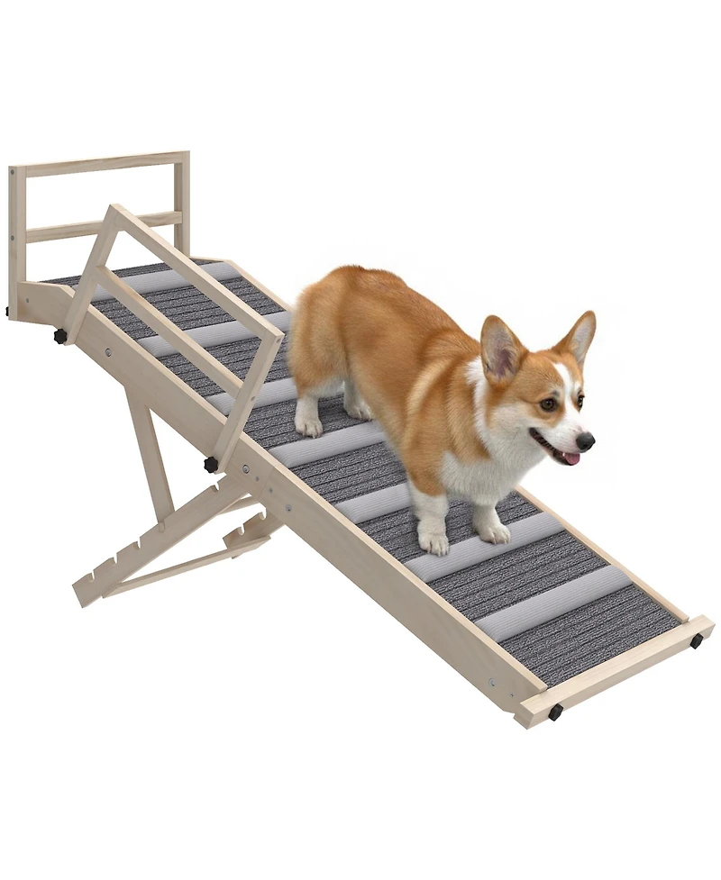 PawHut Dog Ramp, Folding Pet Ramp, 4 Adjustable Height from 15" to 19"