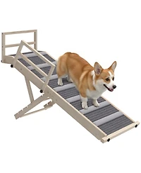 PawHut Dog Ramp, Folding Pet Ramp, 4 Adjustable Height from 15" to 19"