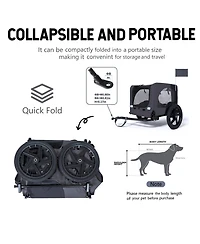 Airsurfer Outdoor Heavy Duty Collapsible Pet Bike Trailer with 16 Inch All-Terrain Wheels Dog and Cargo Carrier Cart for Bicycles