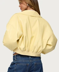 Edikted Women's Zayna Cropped Faux Leather Bomber Jacket