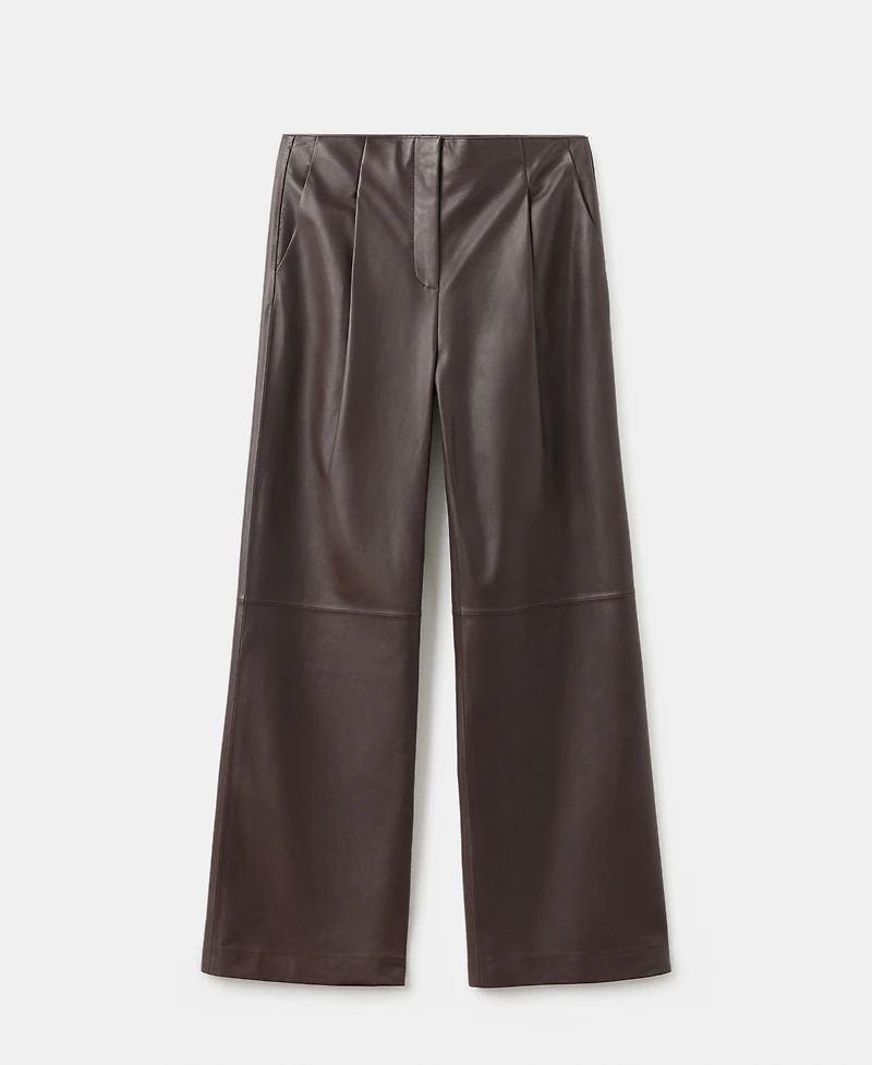 Mango Women's Leather Straight-Leg Pants