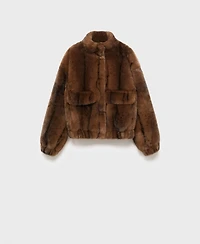 Mango Women's Faux Fur Effect Pockets Jacket
