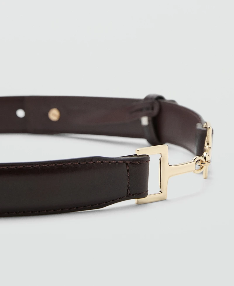 Mango Women's Metallic Detail Leather Belt