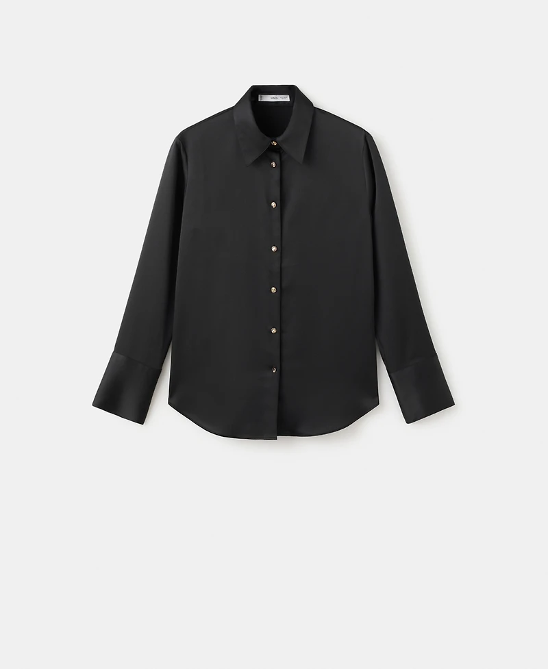 Mango Women's Satin Finish Flowy Shirt